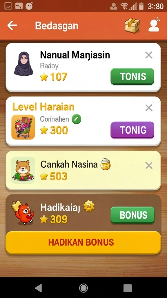 Level yang menantang dan penuh rintangan.